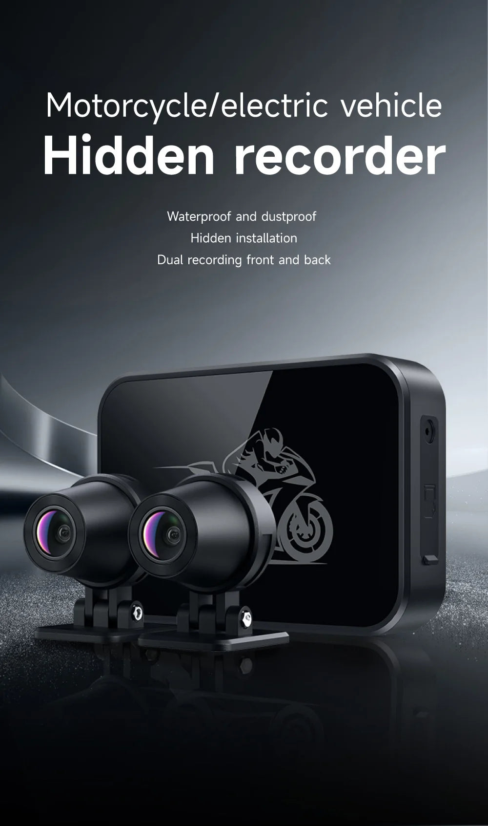 Dashcam moto JIUYIN double caméra 720P – détails