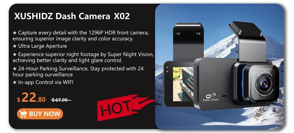 Dashcam voiture XUSHIDZ 1080P HDR – aperçu