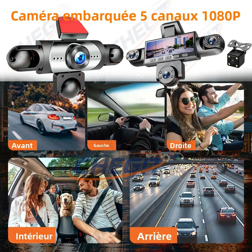 Dashcam voiture WDSZKMYF 5 canaux 1080P 360 – vue détaillée