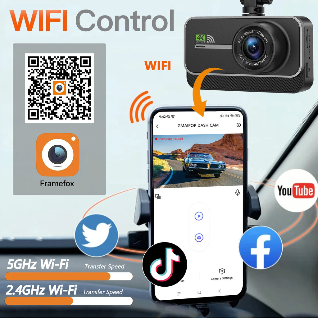 Dashcam voiture GMAIPOP 4K double rétroviseur – aperçu produit