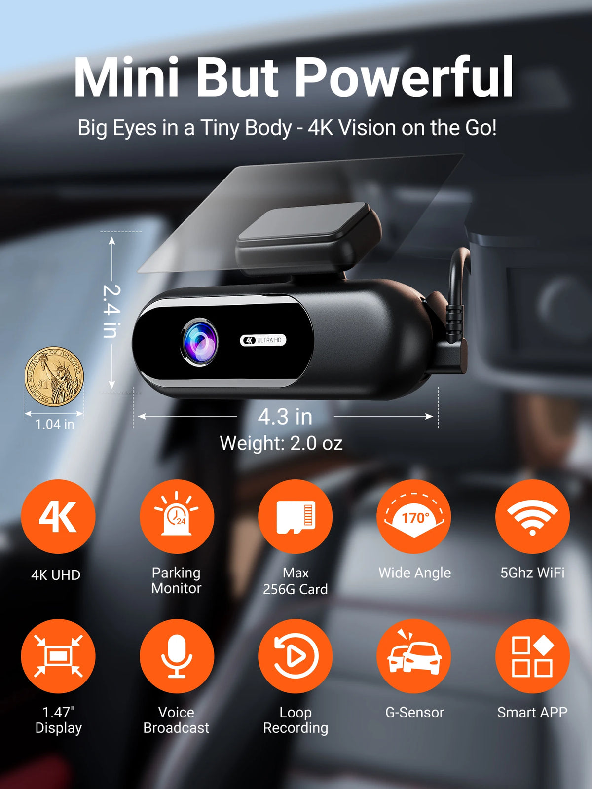 Dashcam voiture GMAIPOP 4K UHD HDR double – photo 9