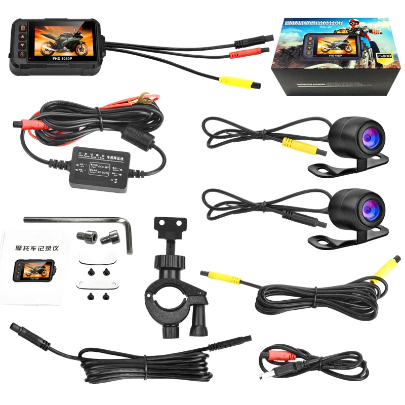 Dashcam moto Icreative écran 3 pouces 720P – vue technique