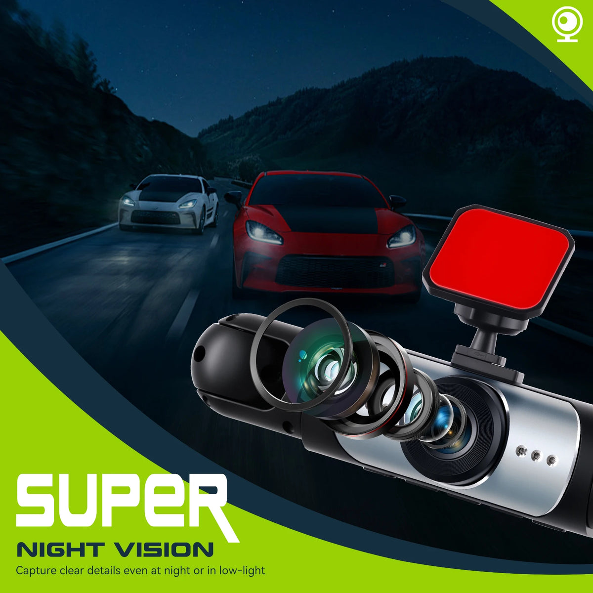 Dashcam voiture Podofo 1080P GPS multi-vues – caractéristiques
