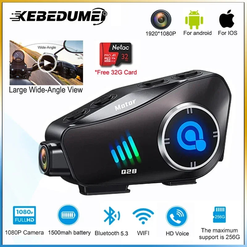 Casque moto Kebidumei caméra 1080P Bluetooth