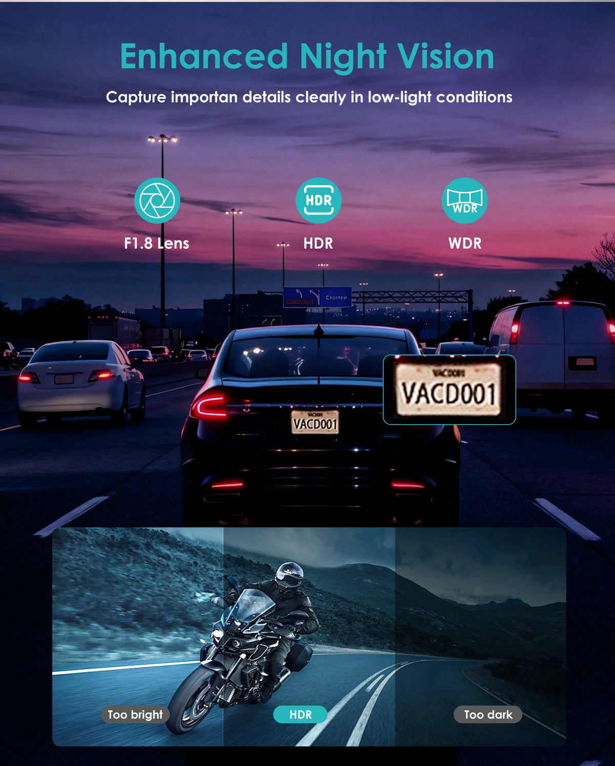 Dashcam moto Icreative écran 3 pouces 720P – photo 26