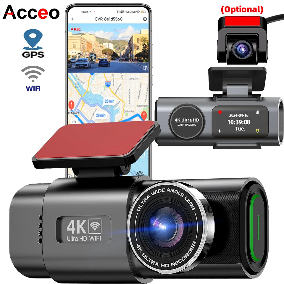 Dashcam voiture Acceo 4K UHD WiFi GPS externe
