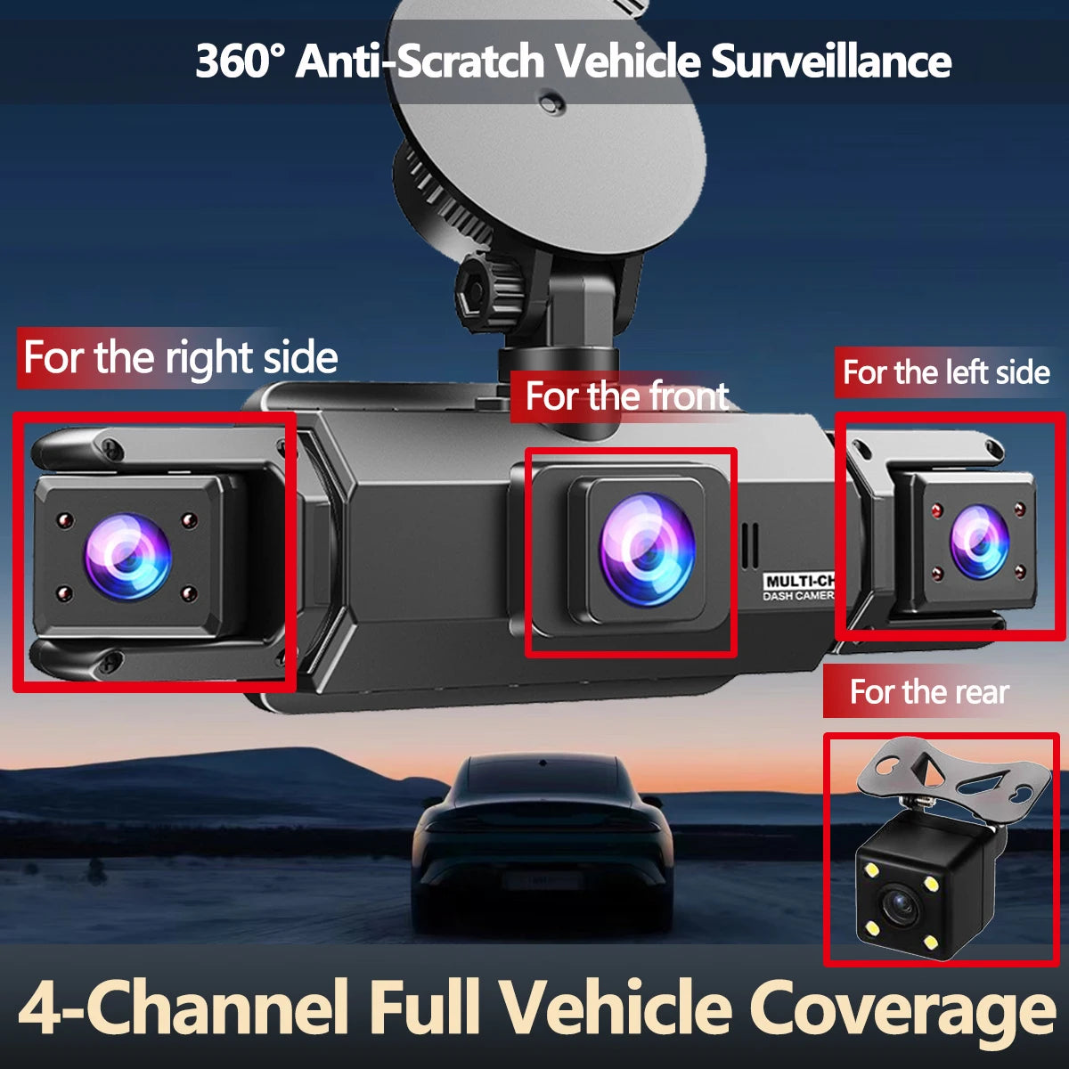 Dashcam voiture etymoofox 4 objectifs écran IPS – aperçu produit