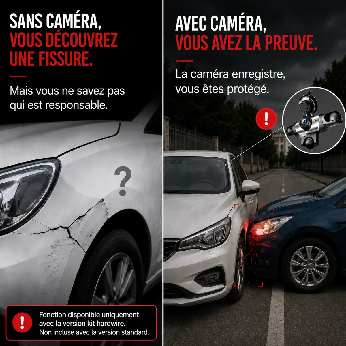 Écrans montrant les vues avant et arrière