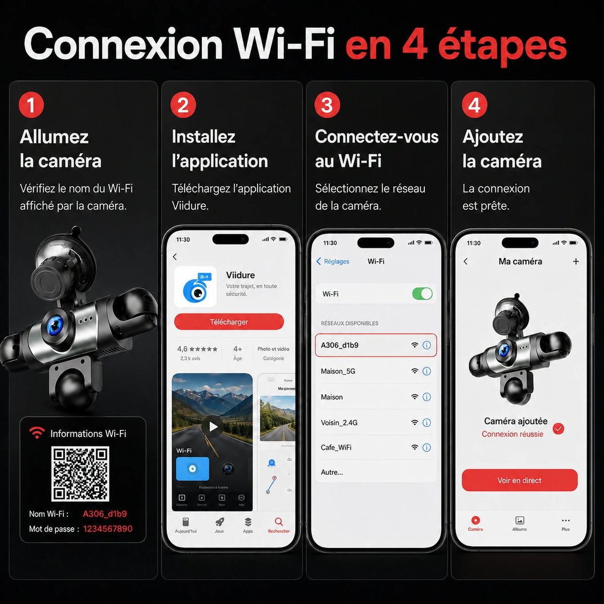 Étapes de connexion Wi-Fi au smartphone