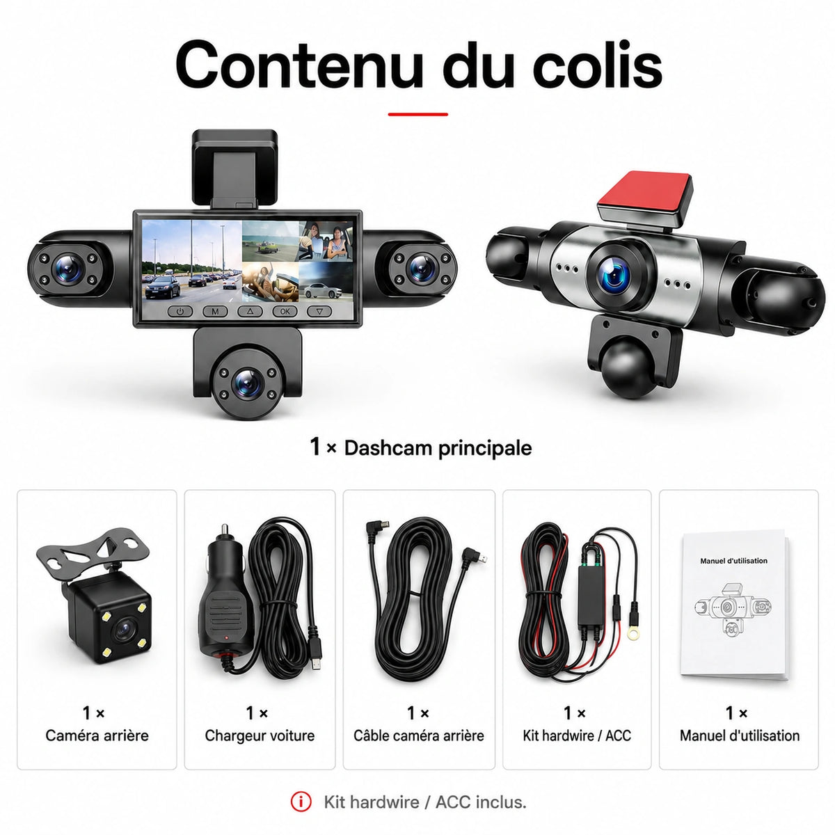 Kit Cocoon avec dashcam, accessoires et hardwire