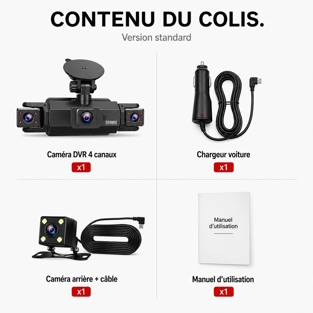 Dashcam Vigil et accessoires du colis