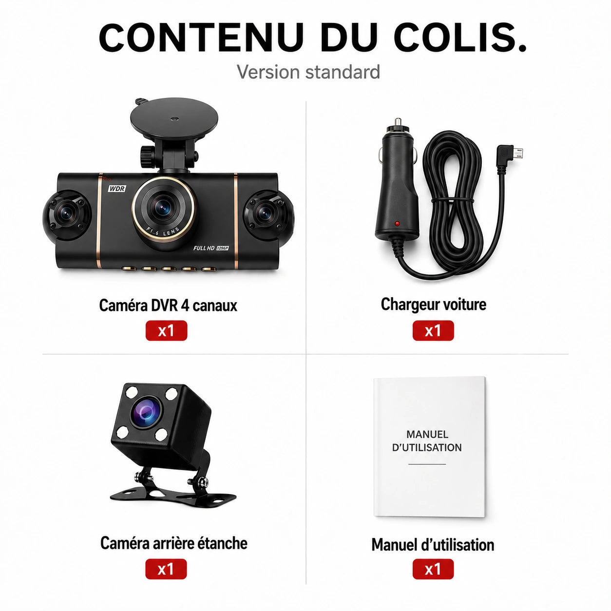 Dashcam Fortress et accessoires du colis Image