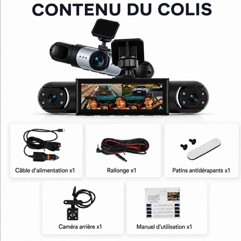 Dashcam Vision et accessoires du colis
