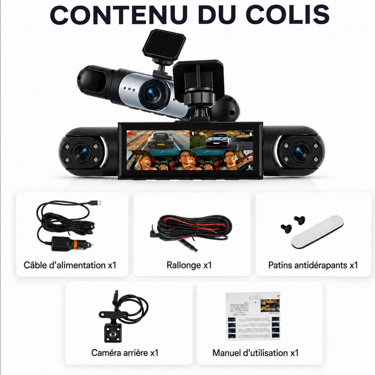 Dashcam Vision et accessoires du colis