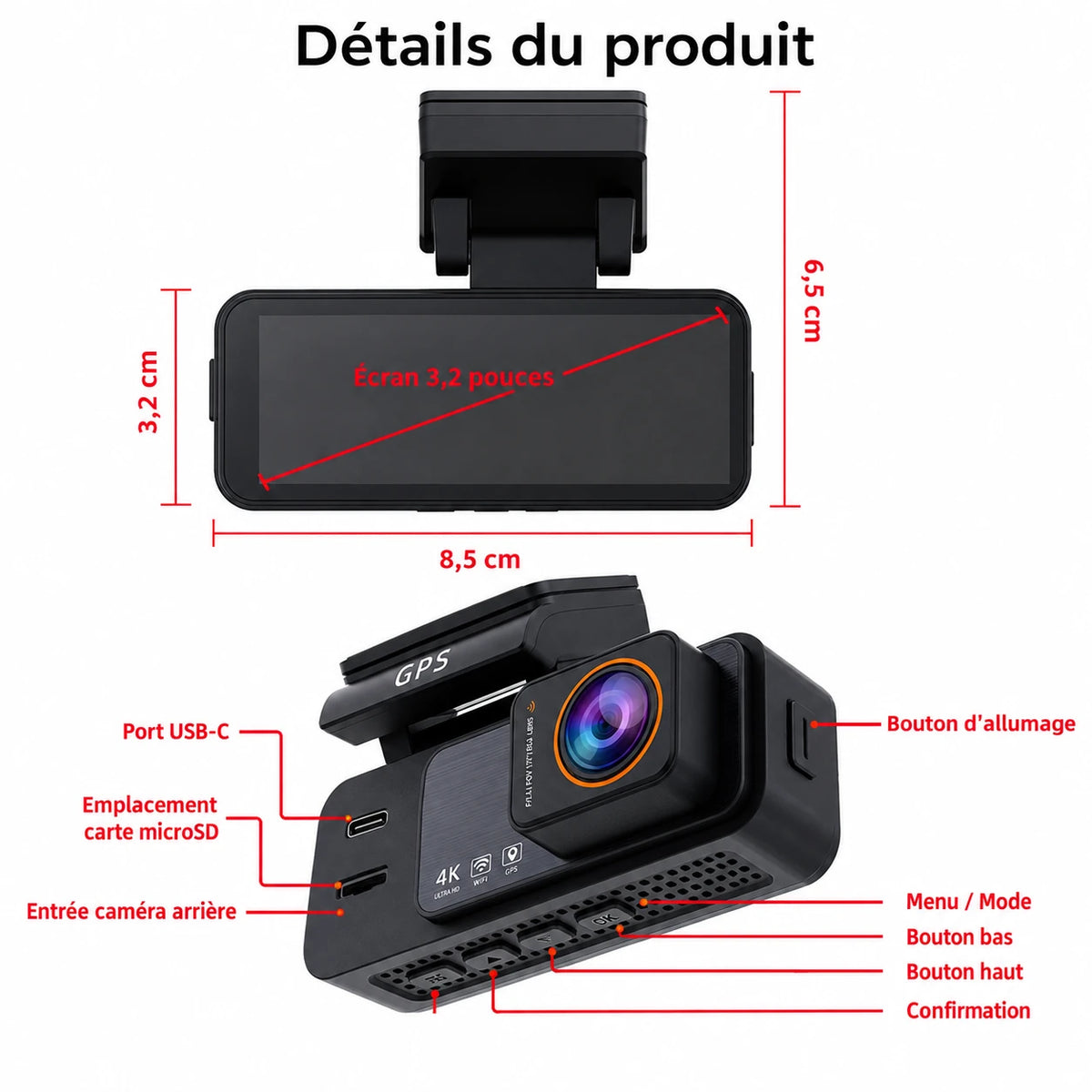 Vue du boîtier avec dimensions de la B60P