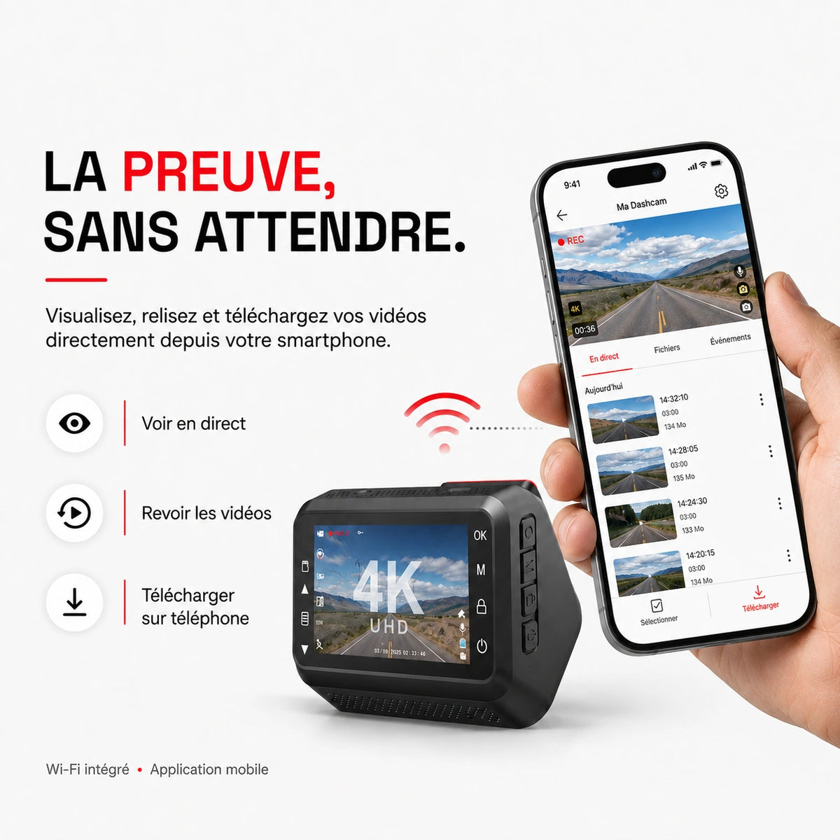 Séquence vidéo consultée depuis l’écran de la dashcam