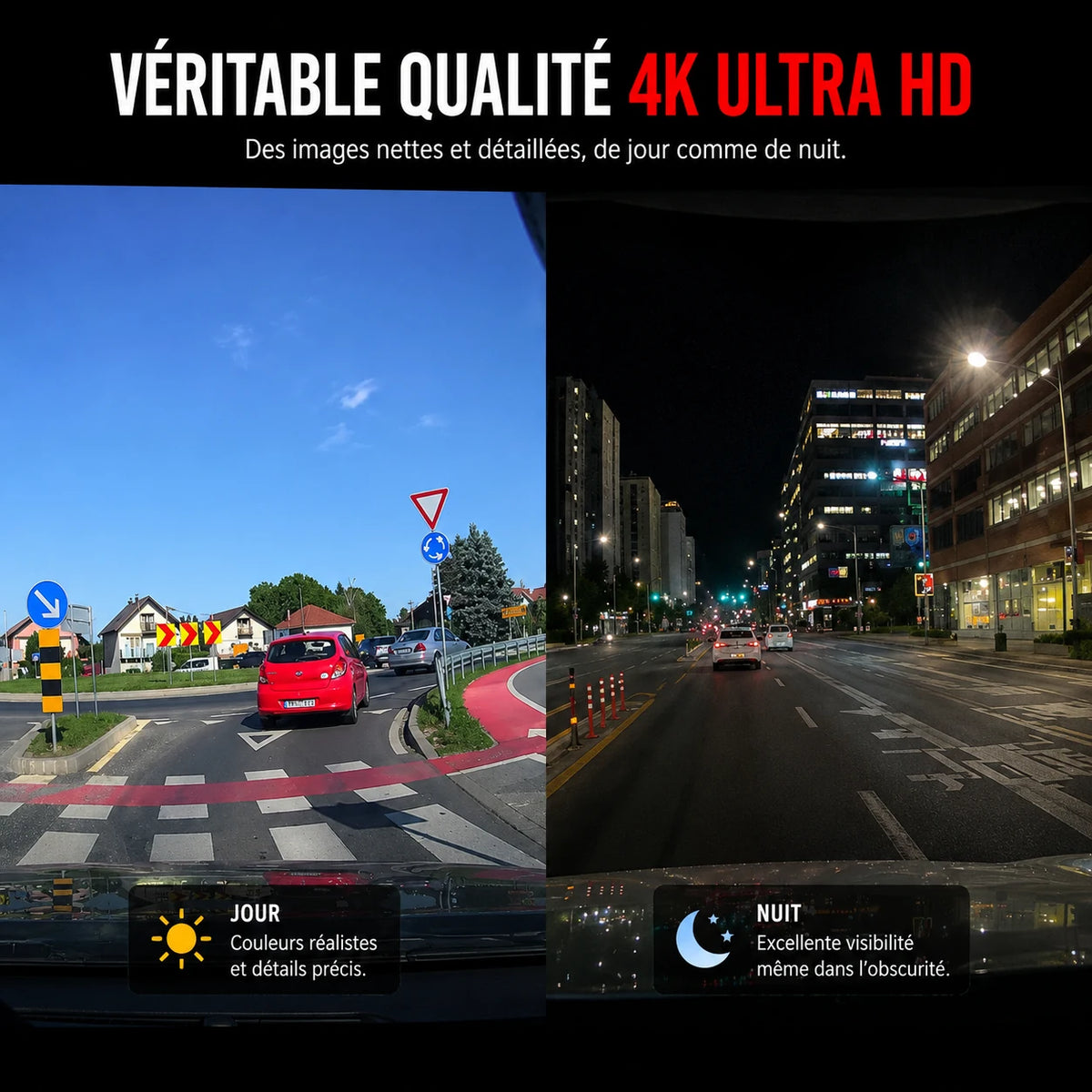 Comparaison d’image 4K de jour et de nuit