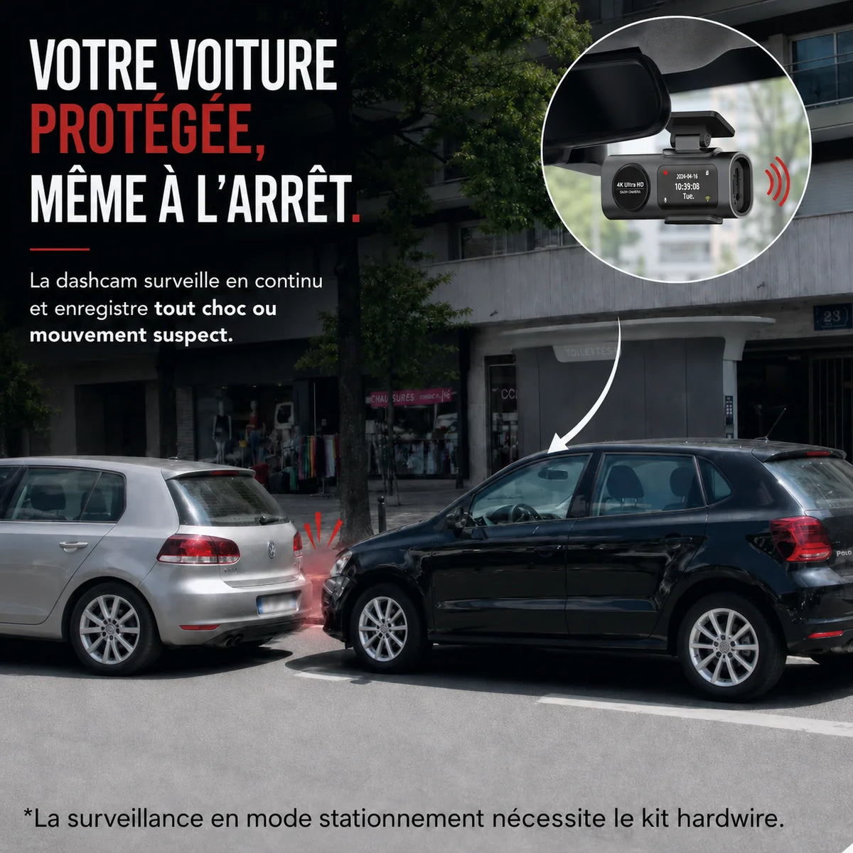 Illustration du mode parking de la dashcam