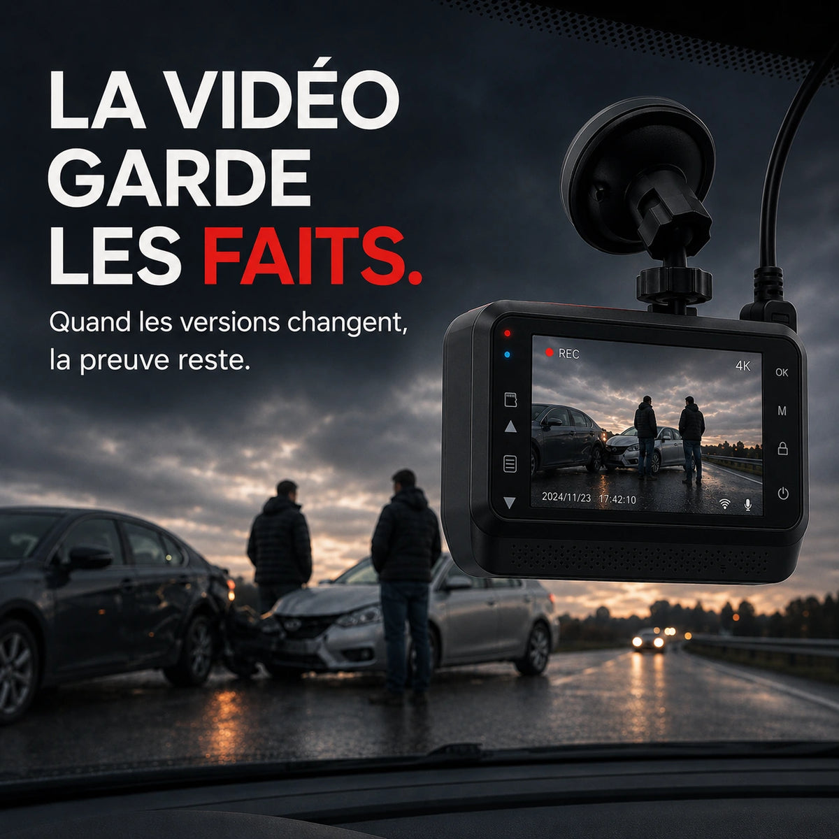 Écran montrant un enregistrement routier